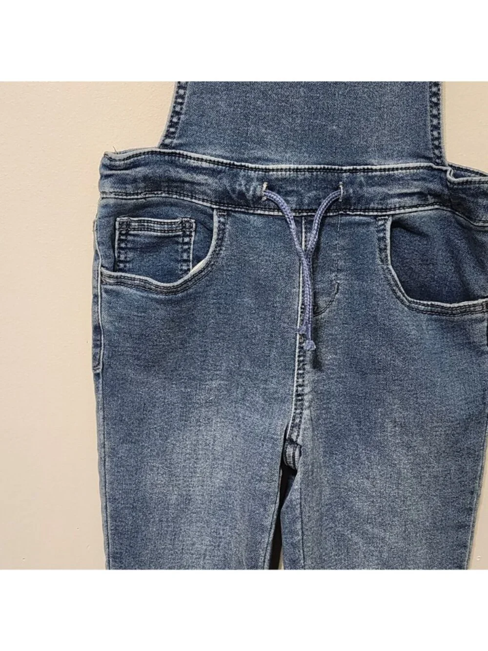 Cat and Jack denim overalls jumper sz 7-8 girl blue stretch